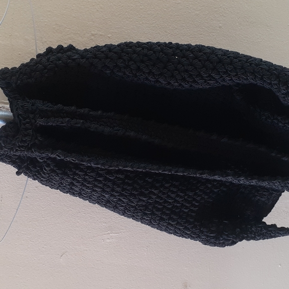 BOHO RODANA LTD black crochet knit backpack Purse Bag - Picture 5 of 13